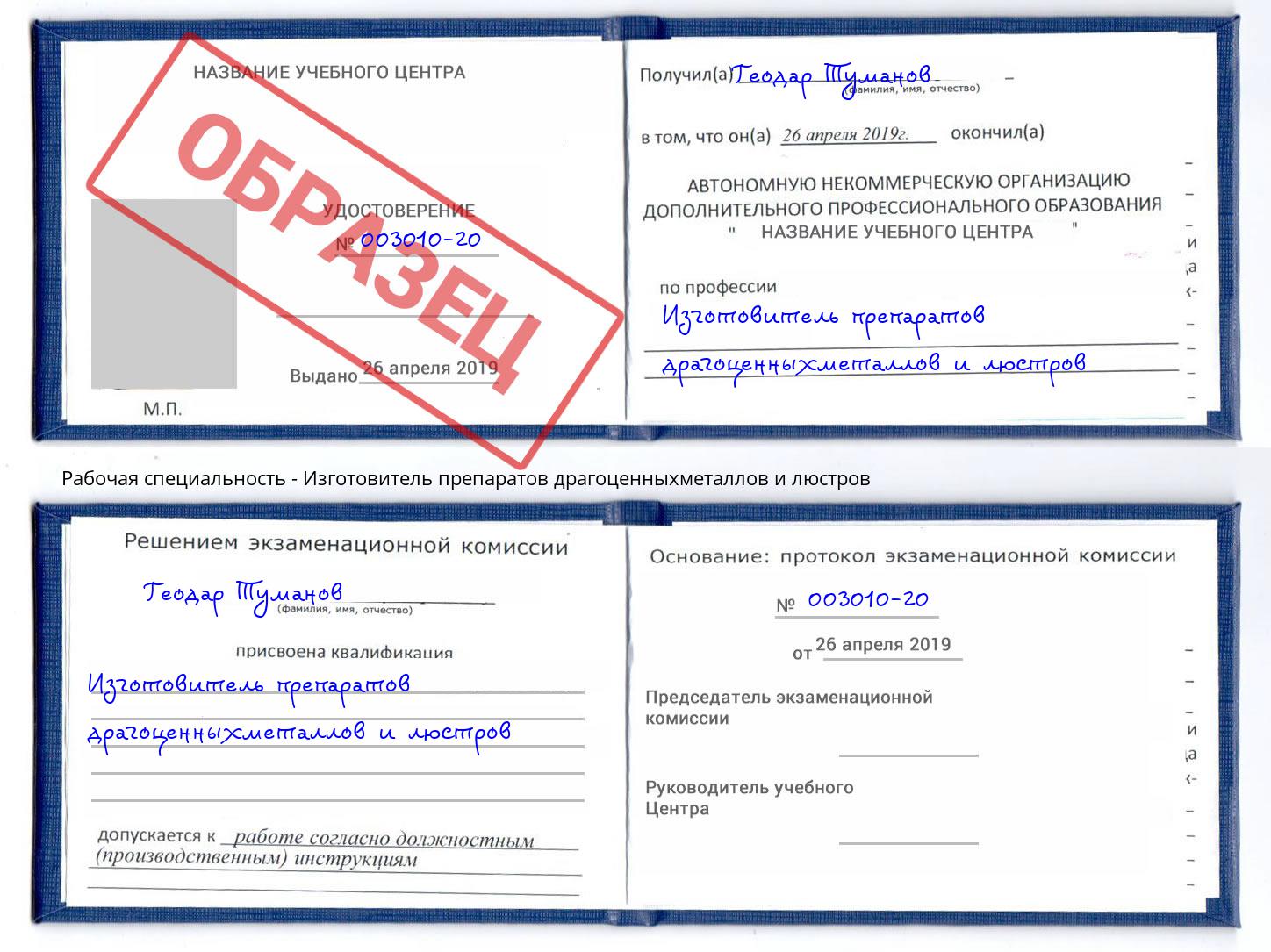 Изготовитель препаратов драгоценныхметаллов и люстров Сызрань