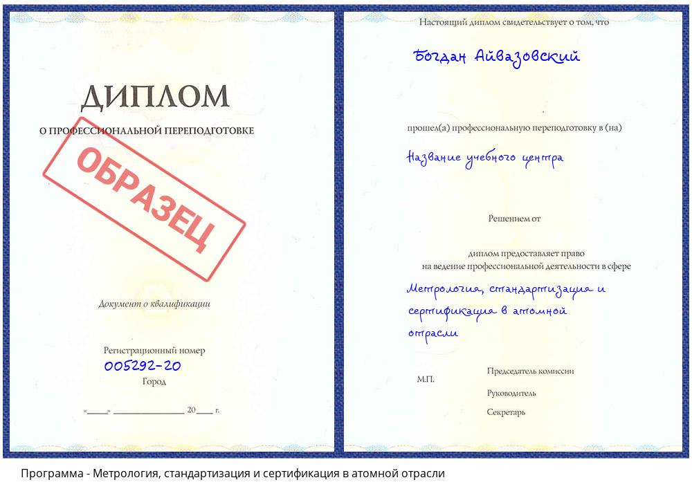 Метрология, стандартизация и сертификация в атомной отрасли Сызрань