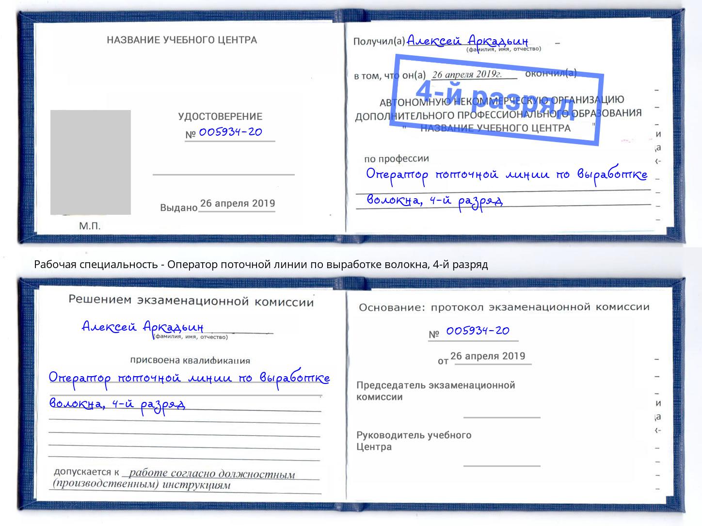 корочка 4-й разряд Оператор поточной линии по выработке волокна Сызрань