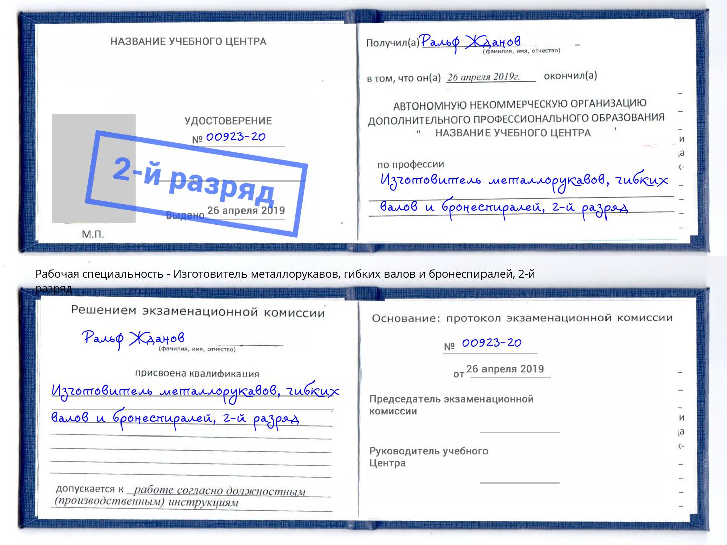 корочка 2-й разряд Изготовитель металлорукавов, гибких валов и бронеспиралей Сызрань